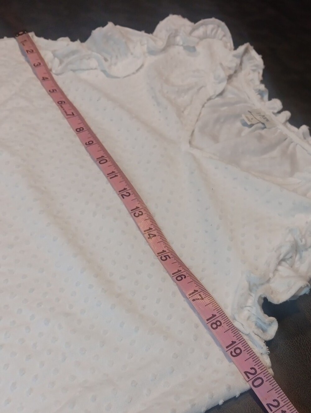 J. Crew White Swiss Dot V-Neck Ruffle-Cuff Cap Sleeve Top Size Large - Picture 9 of 10